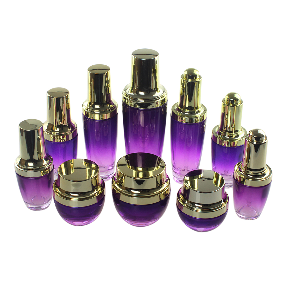 luxury 50ml screw cap empty cosmetic bottles purple cream jar