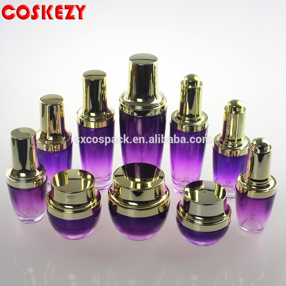 luxury 50ml screw cap empty cosmetic bottles purple cream jar