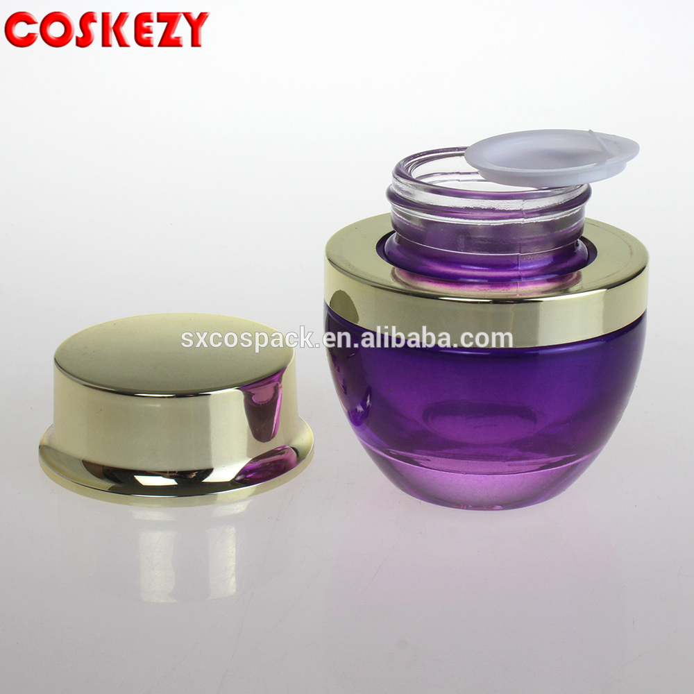 luxury 50ml screw cap empty cosmetic bottles purple cream jar