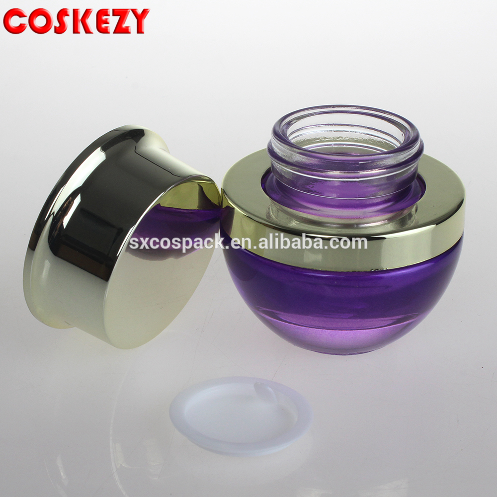 luxury 50ml screw cap empty cosmetic bottles purple cream jar