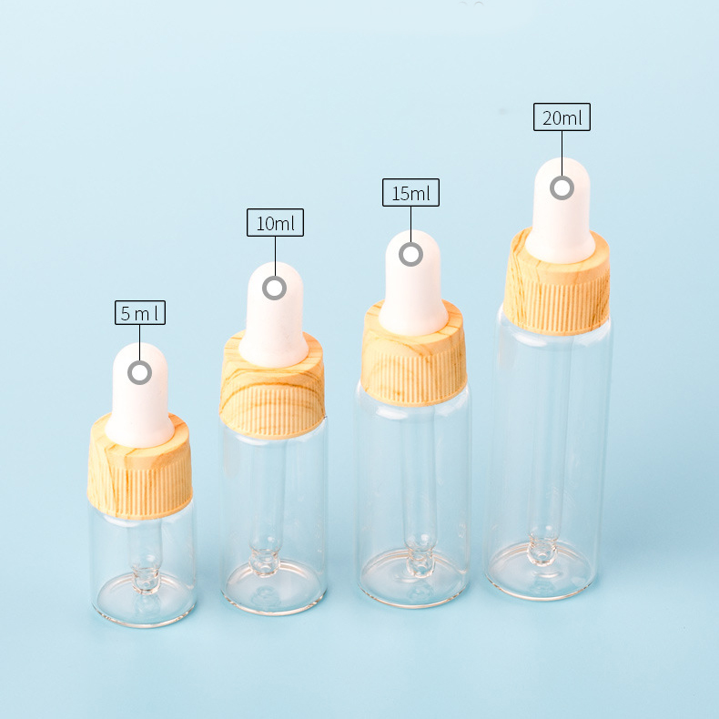luxury 5ml 10ml 15ml 20ml empty plastic wood Essential Oil glass dropper bottle