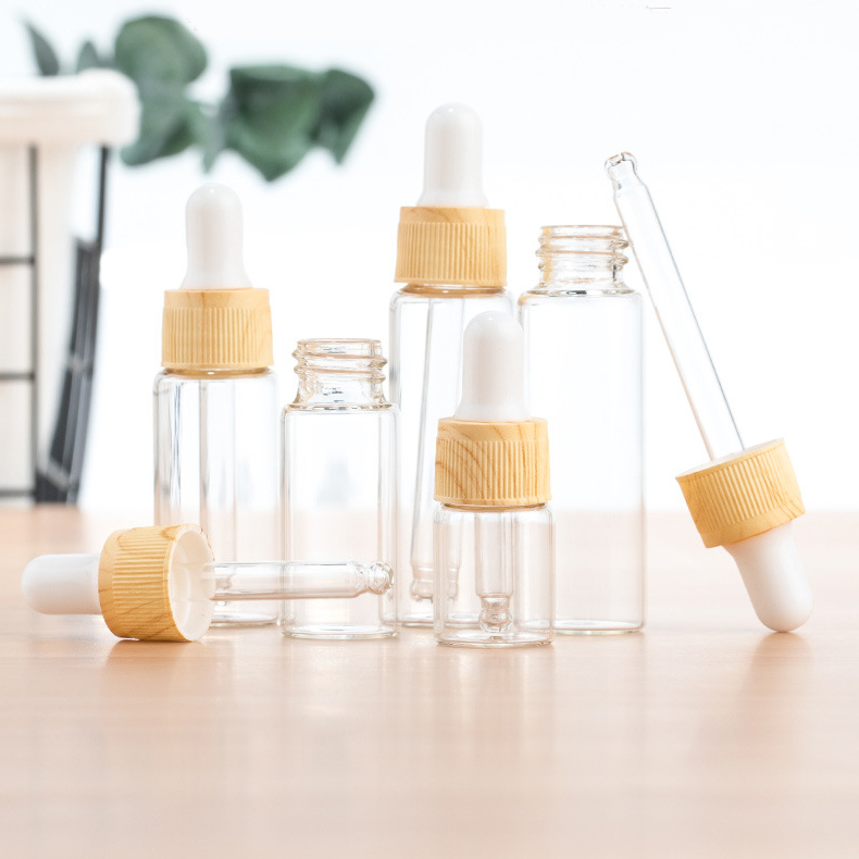 luxury 5ml 10ml 15ml 20ml empty plastic wood Essential Oil glass dropper bottle