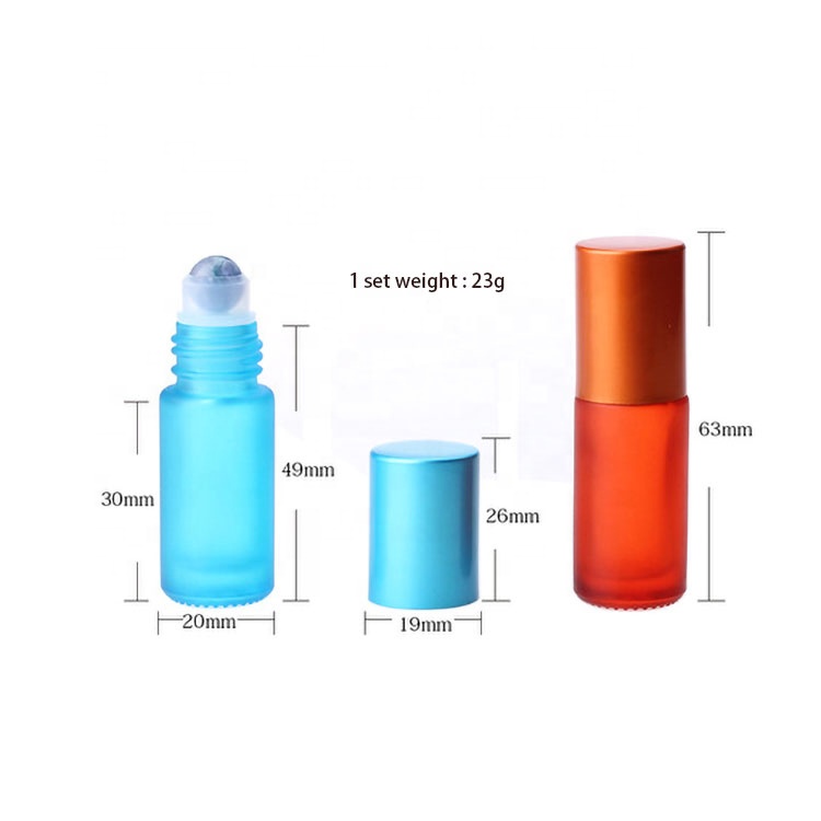 luxury 5ml mini colorful empty frosted custom glass perfume roller ball essential oil roll on bottle
