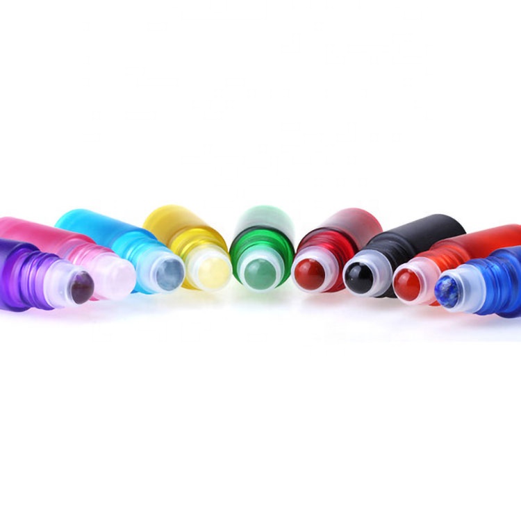 luxury 5ml mini colorful empty frosted custom glass perfume roller ball essential oil roll on bottle