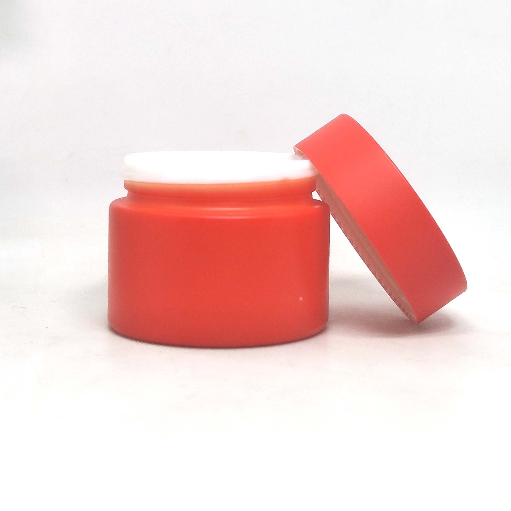 luxury Custom 50g Ceramic Cream Opal  Glass Cosmetic Jars logo cosmetic jar with plastic Lid