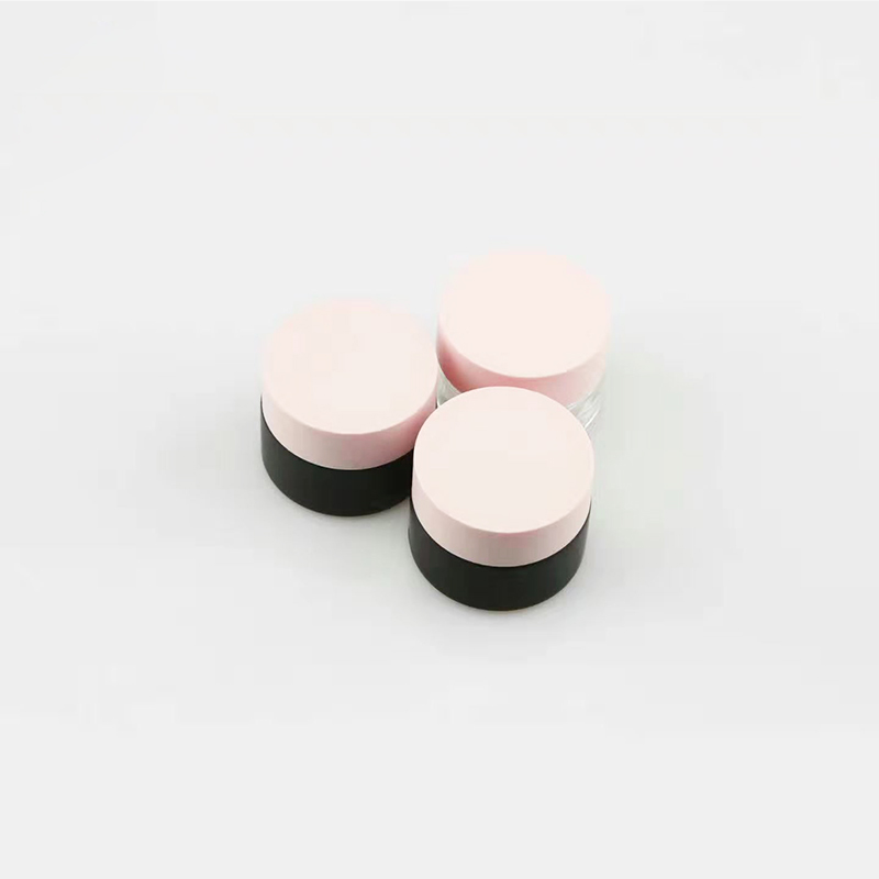 luxury Frosted black 1oz 30ml 2oz 60ml round shape luxury Frosted black cream glass jar for body and face with metal pink lid