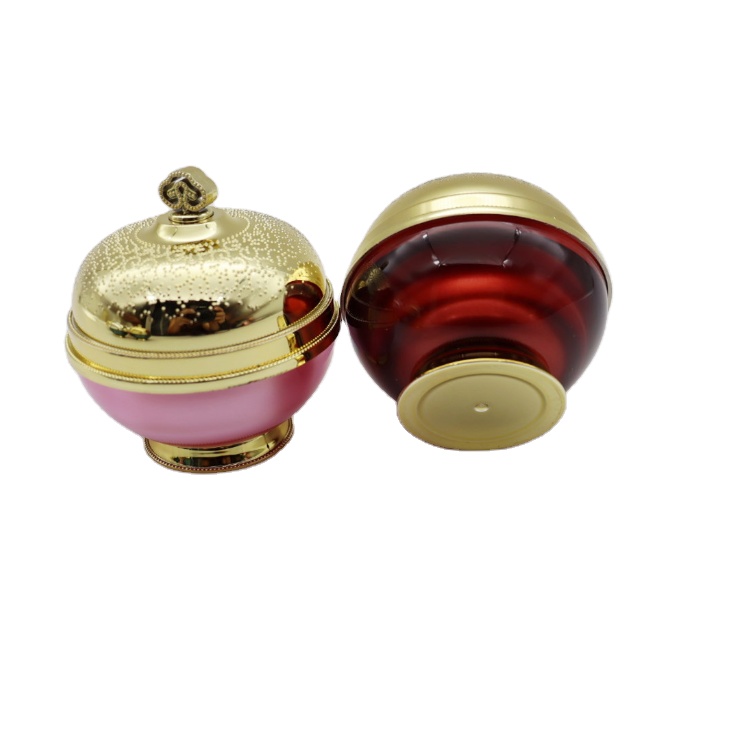 luxury Oval shape 1oz 30g double wall plastic acrylic lotion jar with gold top