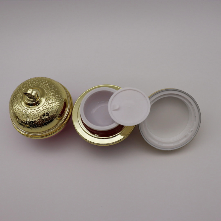 luxury Oval shape 1oz 30g double wall plastic acrylic lotion jar with gold top