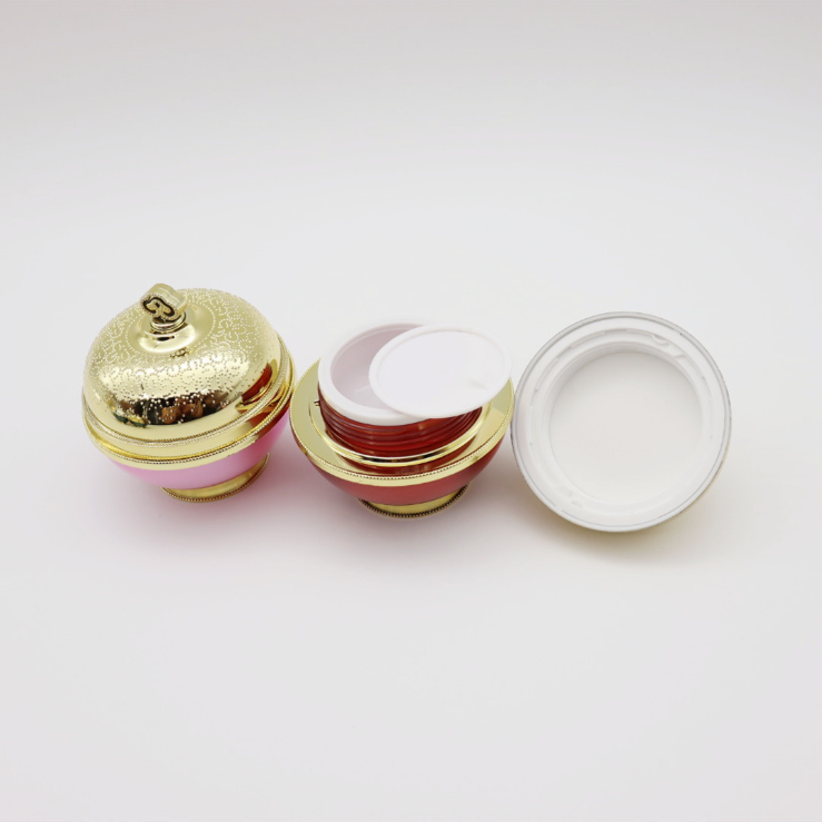luxury Oval shape 1oz 30g double wall plastic acrylic lotion jar with gold top