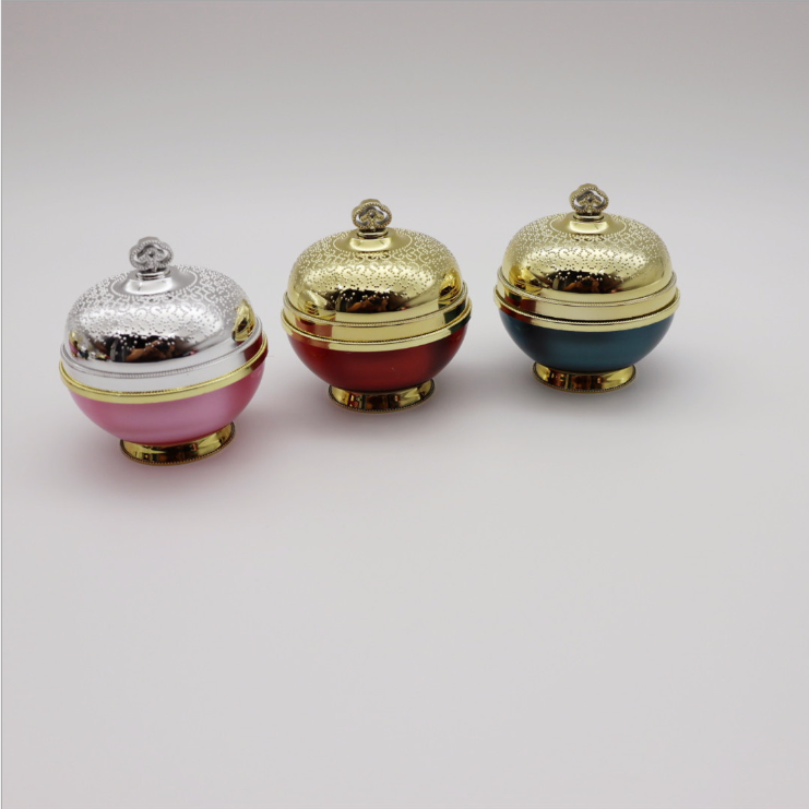 luxury Oval shape 1oz 30g double wall plastic acrylic lotion jar with gold top