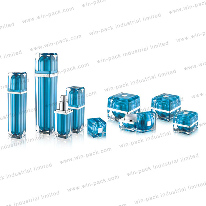 luxury acrylic cosmetic jar good price blue square 10g 15g 30g 50g cream jar