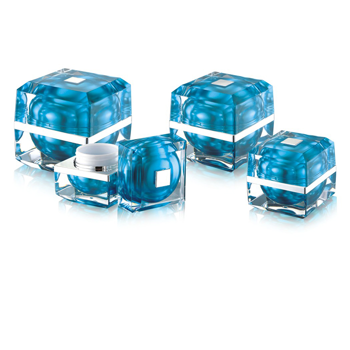 luxury acrylic cosmetic jar good price blue square 10g 15g 30g 50g cream jar