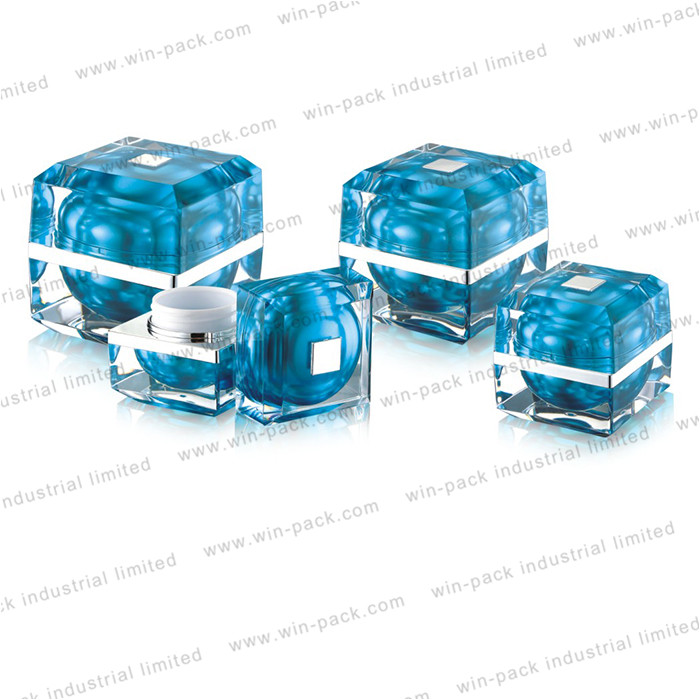 luxury acrylic cosmetic jar good price blue square 10g 15g 30g 50g cream jar