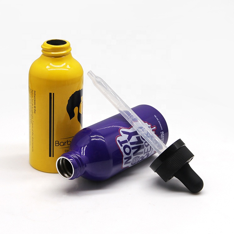 luxury aluminum 5ml 10ml 30ml  50ml 60ml black dropper bottle for CBD essential oil