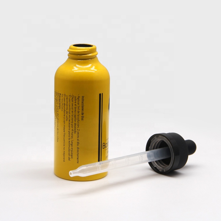 luxury aluminum 5ml 10ml 30ml 50ml 60ml black dropper bottle for CBD essential oil
