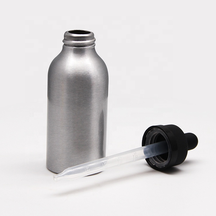 luxury aluminum 5ml 10ml 30ml 50ml 60ml black dropper bottle for CBD essential oil