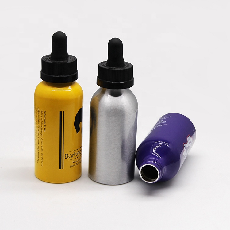 luxury aluminum 5ml 10ml 30ml 50ml 60ml black dropper bottle for CBD essential oil