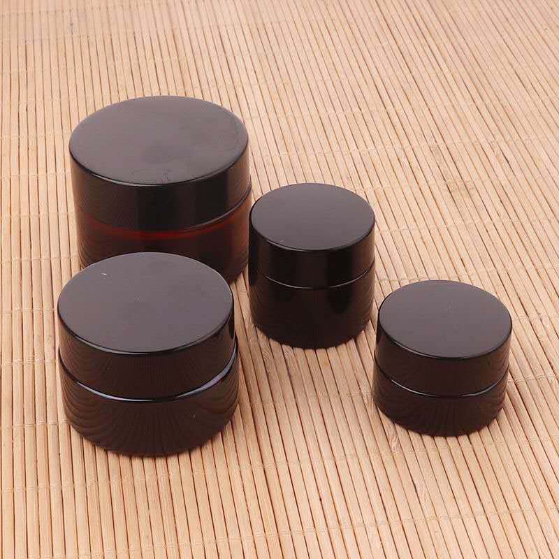 luxury amber brown can be frosted cosmetic packaging glass jar
