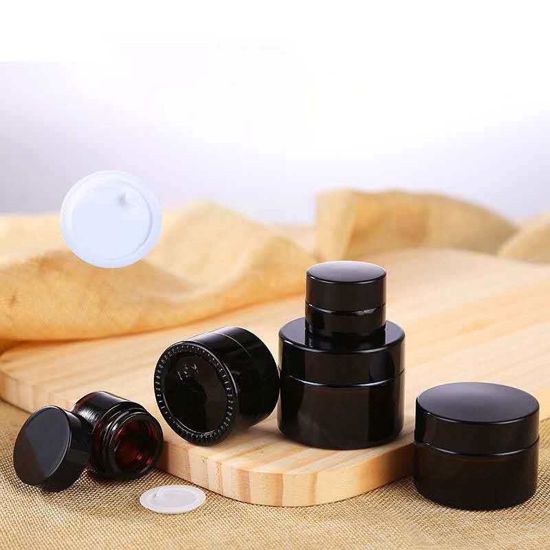 luxury amber brown can be frosted cosmetic packaging glass jar