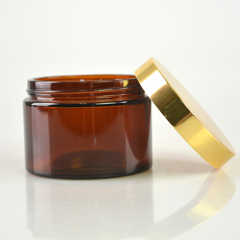 luxury amber brown can be frosted glass cosmetic cream jar 250ml sample body cream container jar for skincare bb facial cream