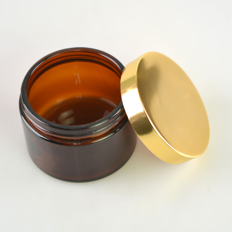 luxury amber brown can be frosted glass cosmetic cream jar 250ml sample body cream container jar for skincare bb facial cream