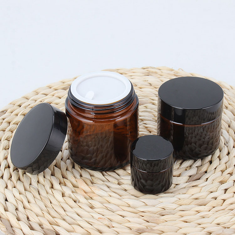 luxury amber brown glass cosmetic cream jar 20ml 30ml 50ml 60ml 100ml cosmetic cream glass container jar for skincare