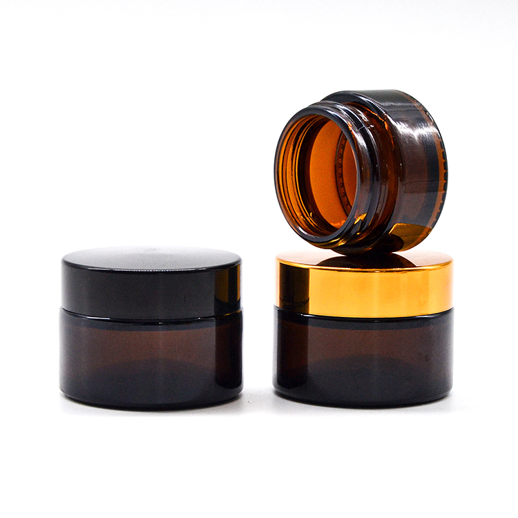 luxury amber brown glass cosmetic cream jar 20ml 30ml 50ml 60ml 100ml cosmetic cream glass container jar for skincare