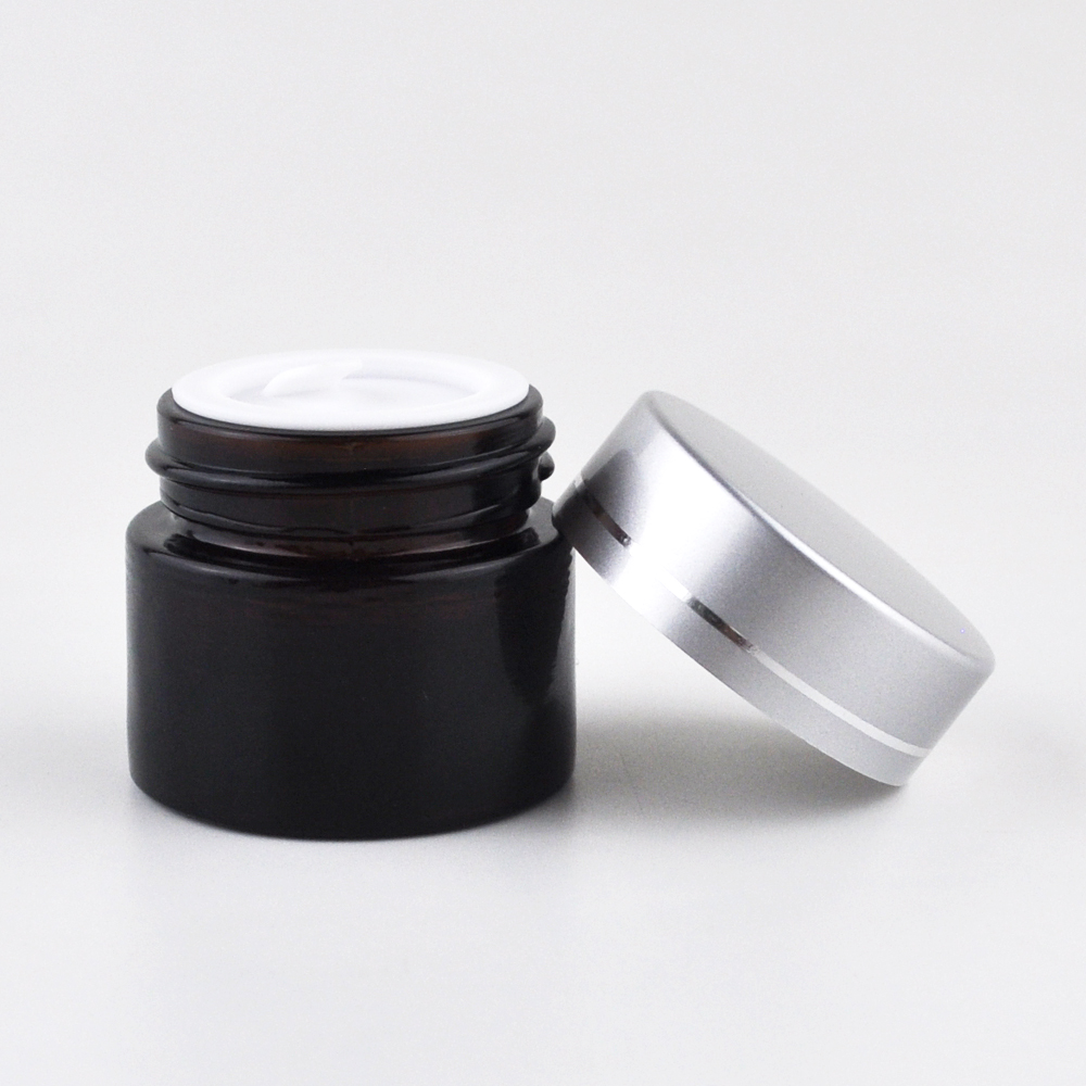 luxury amber glass cream jar for cosmetic packaging 50 g