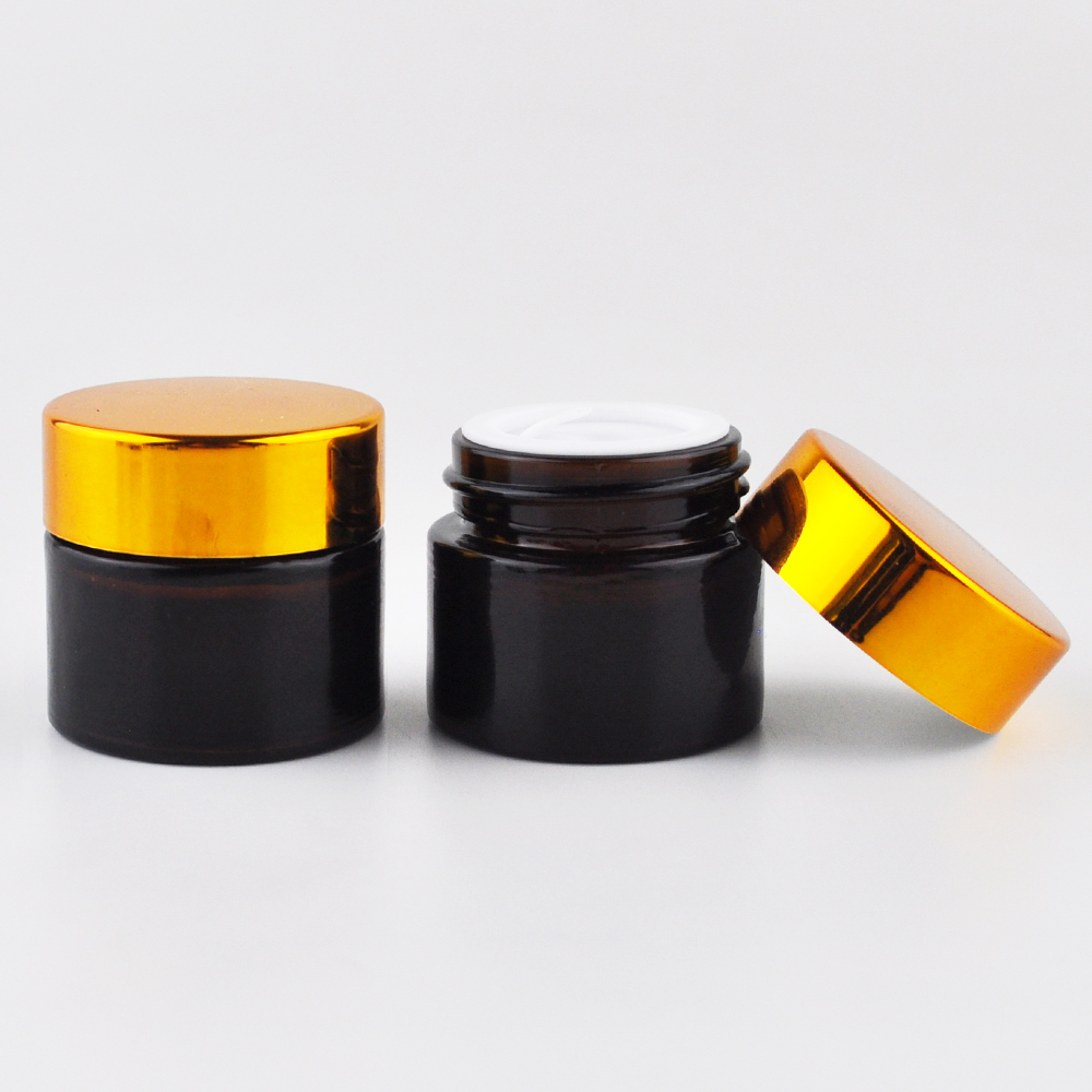 luxury amber glass cream jar for cosmetic packaging 50 g