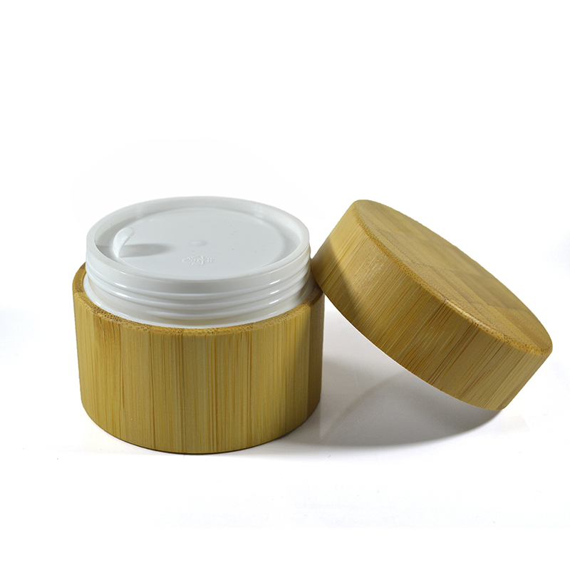 luxury bamboo wooden cosmetic container 100g bamboo cream jar with PP inner