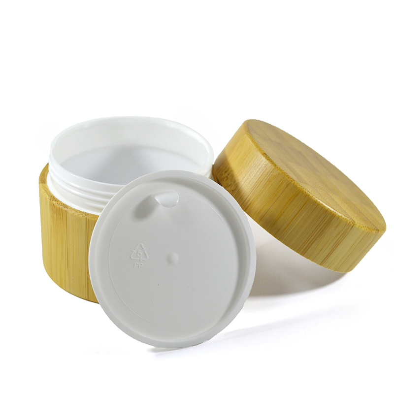 luxury bamboo wooden cosmetic container 100g bamboo cream jar with PP inner