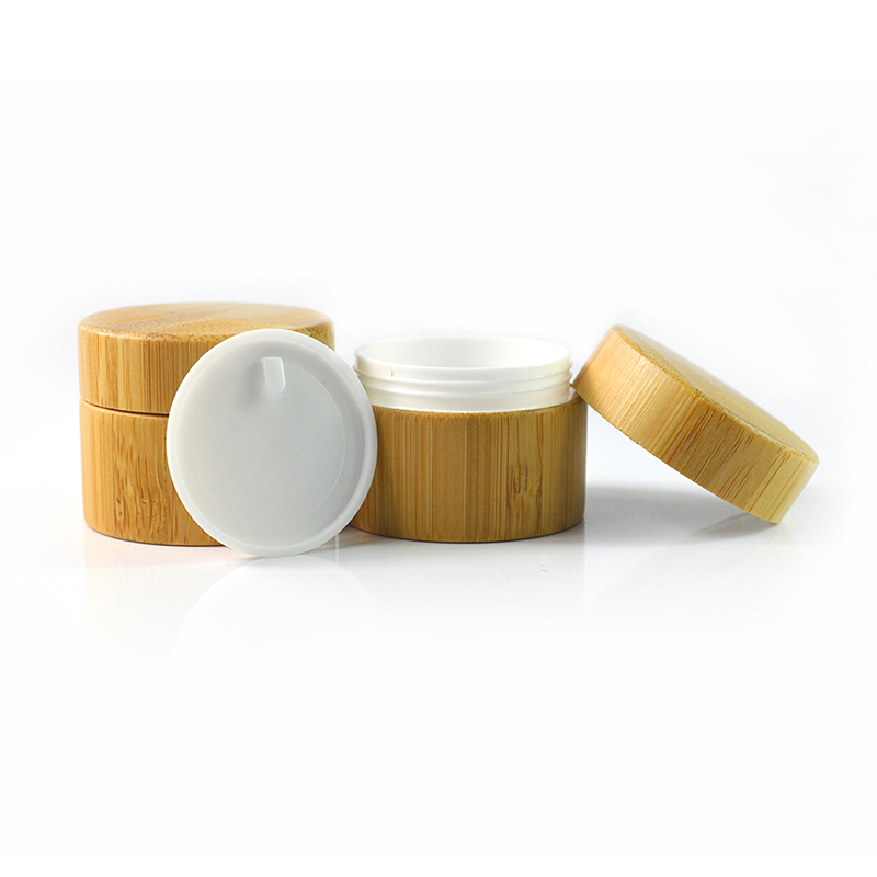 luxury bamboo wooden cosmetic container 10g bamboo cream jar with PP inner