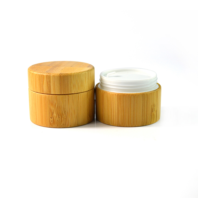 luxury bamboo wooden cosmetic container 10g bamboo cream jar with PP inner
