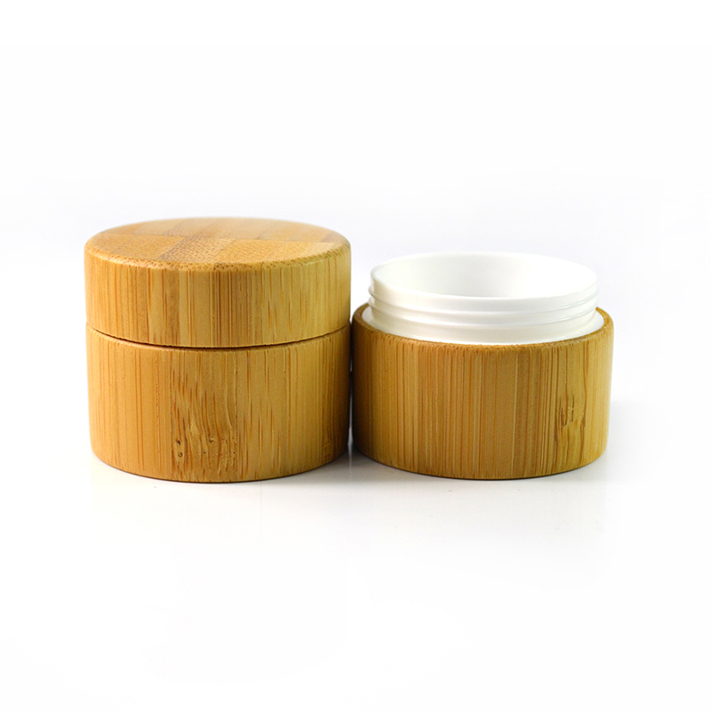 luxury bamboo wooden cosmetic container 10g bamboo cream jar with PP inner