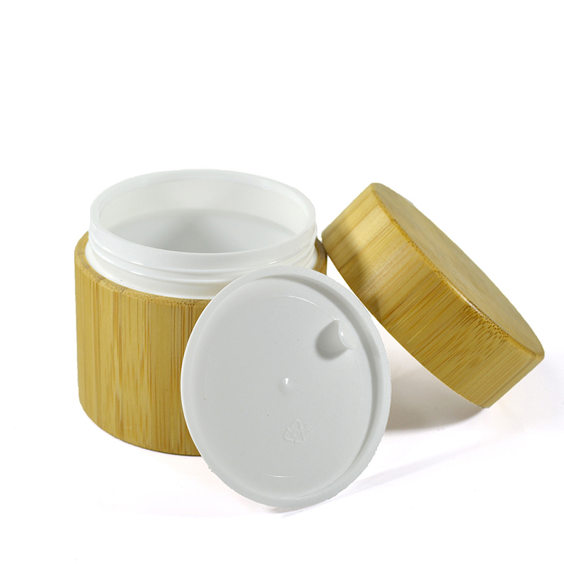 luxury bamboo wooden cosmetic container 250g  bamboo cream jar with PP inner