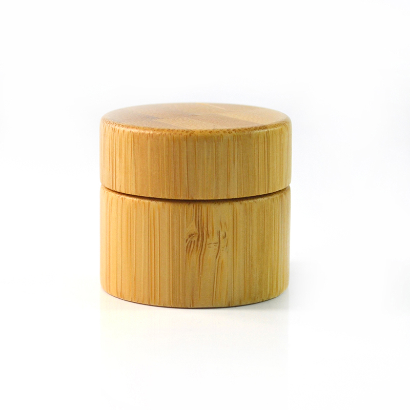 luxury bamboo wooden cosmetic container 5g bamboo cream jar with PP inner