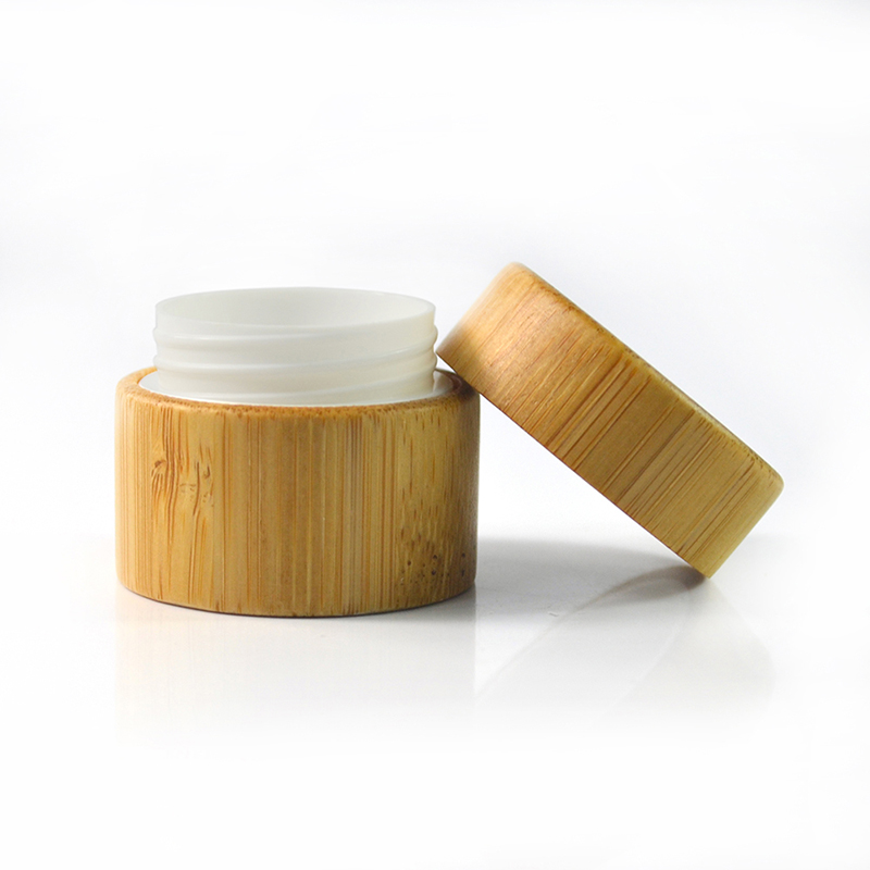 luxury bamboo wooden cosmetic container 5g bamboo cream jar with PP inner