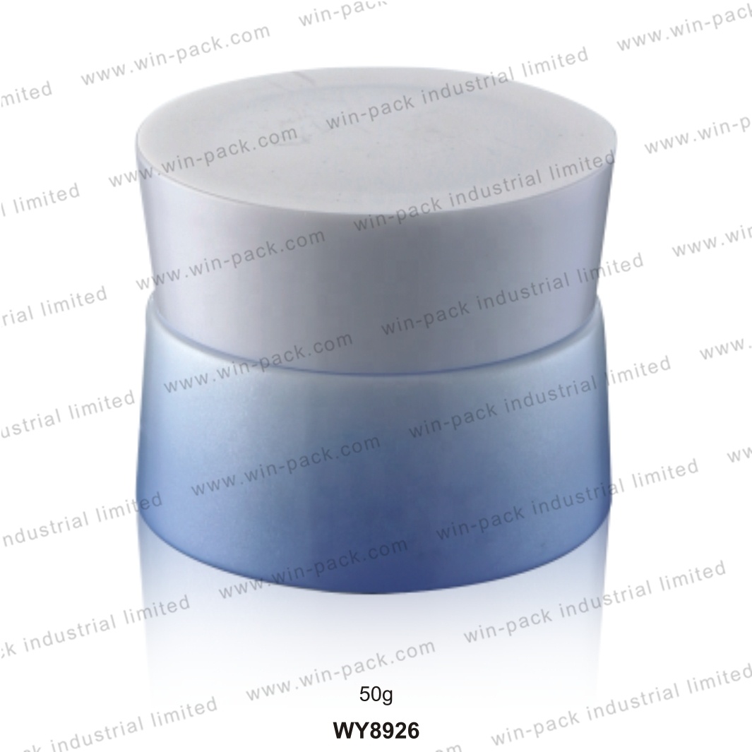 luxury blue glass cream jar glass cosmetic packaging for skin care cream