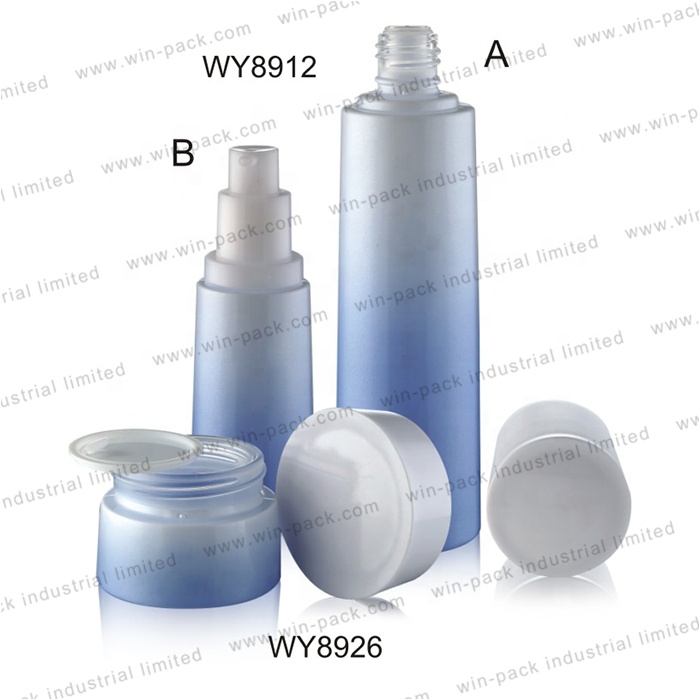 luxury blue glass cream jar glass cosmetic packaging for skin care cream