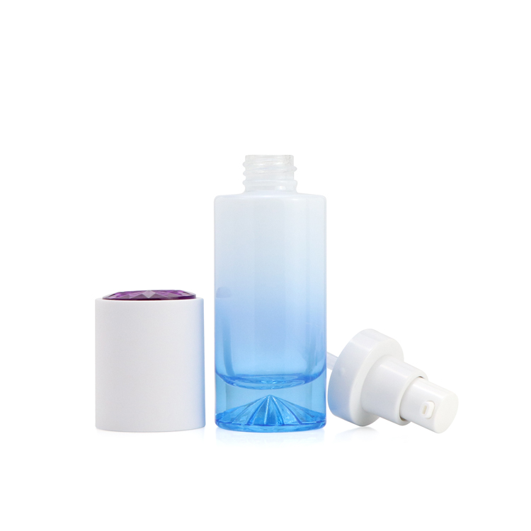 luxury bule white guangzhou cosmetic bottles 60g 40ml 100ml 120ml lotion cream jars Thick bottomed glass bottle