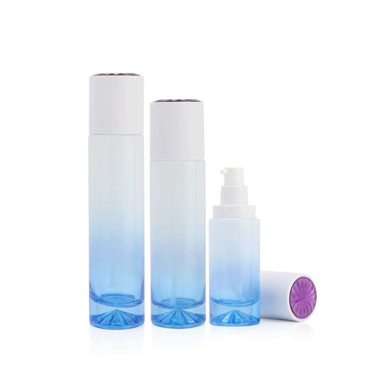 luxury bule white guangzhou cosmetic bottles 60g 40ml 100ml 120ml lotion cream jars Thick bottomed glass bottle