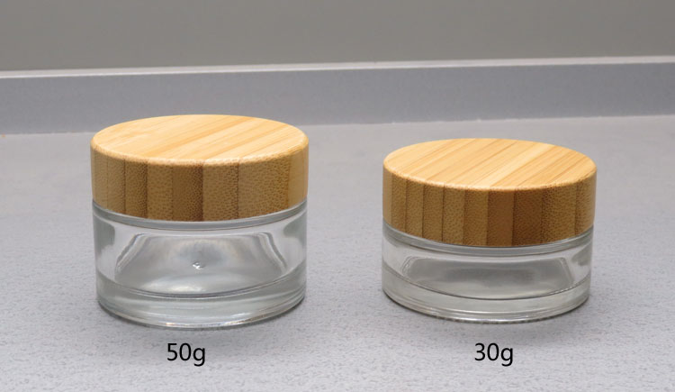 luxury clear cosmetic jar glass with bamboo lid cosmetic jars with bamboo lid
