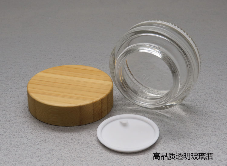 luxury clear cosmetic jar glass with bamboo lid cosmetic jars with bamboo lid