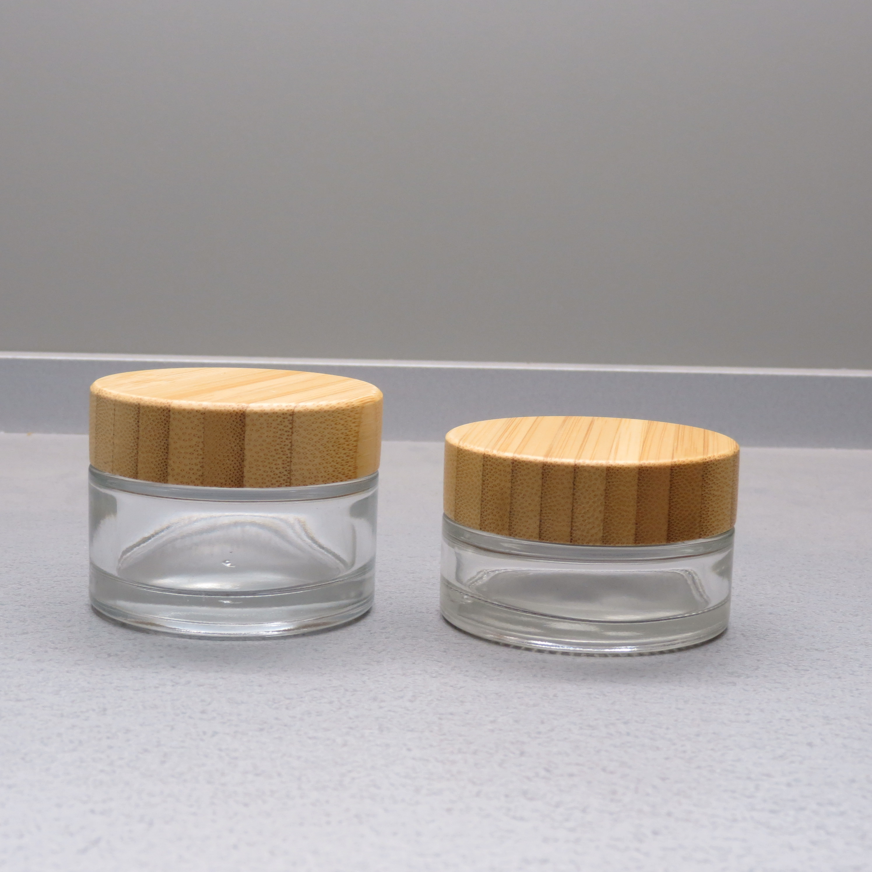 luxury clear cosmetic jar glass with bamboo lid cosmetic jars with bamboo lid