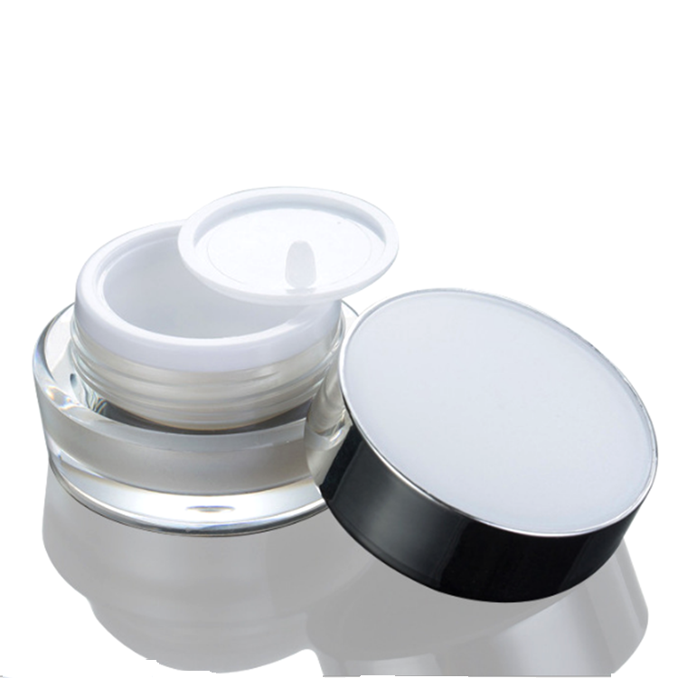 luxury clear round 15g 30g 50g acrylic cream ointment lotion jar with silver aluminum lid