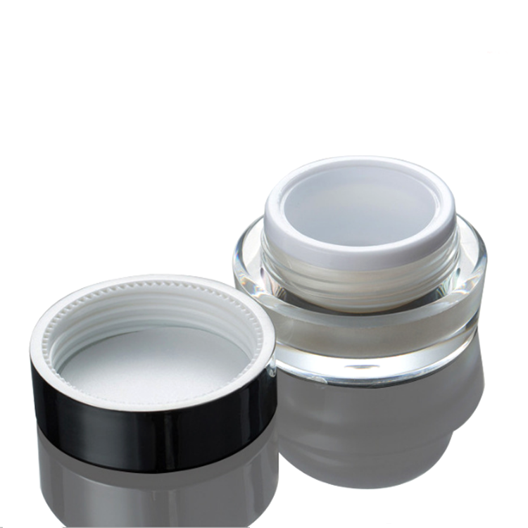luxury clear round 15g 30g 50g acrylic cream ointment lotion jar with silver aluminum lid