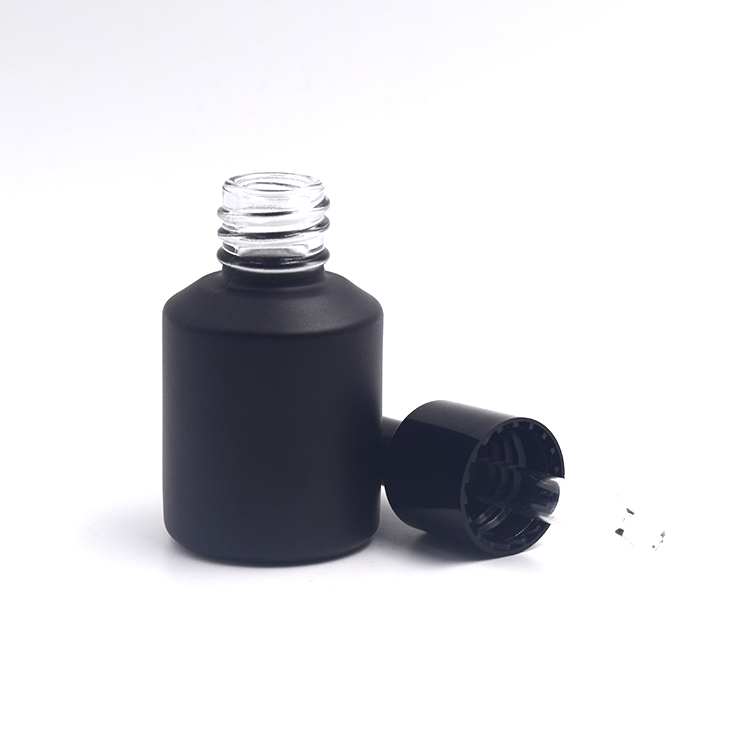 luxury colored black frosted glass bottle 15ml 30ml frosted  empty cosmetic dropper bottle for body oil