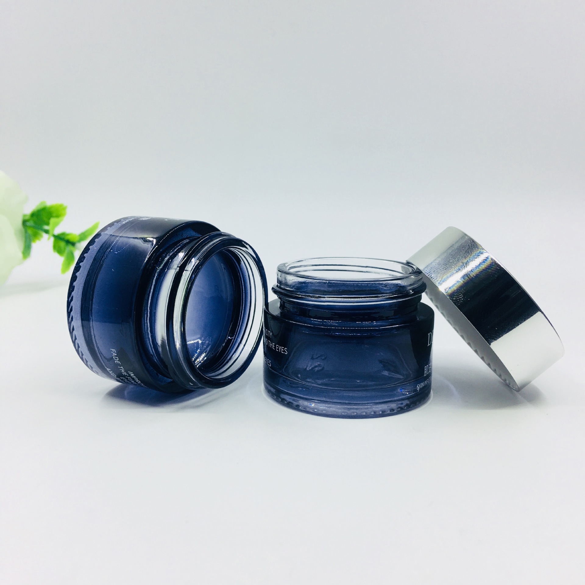 luxury cosmetic 15g 30g 50g matte black square glass cosmetic jar for cream