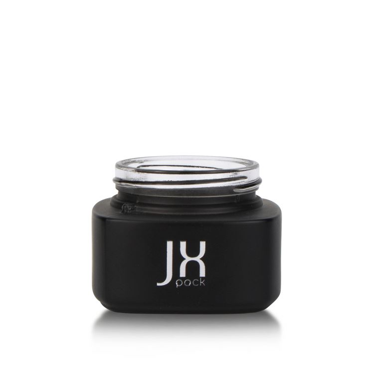luxury cosmetic 15g 30g 50g matte black square glass cosmetic jar for cream