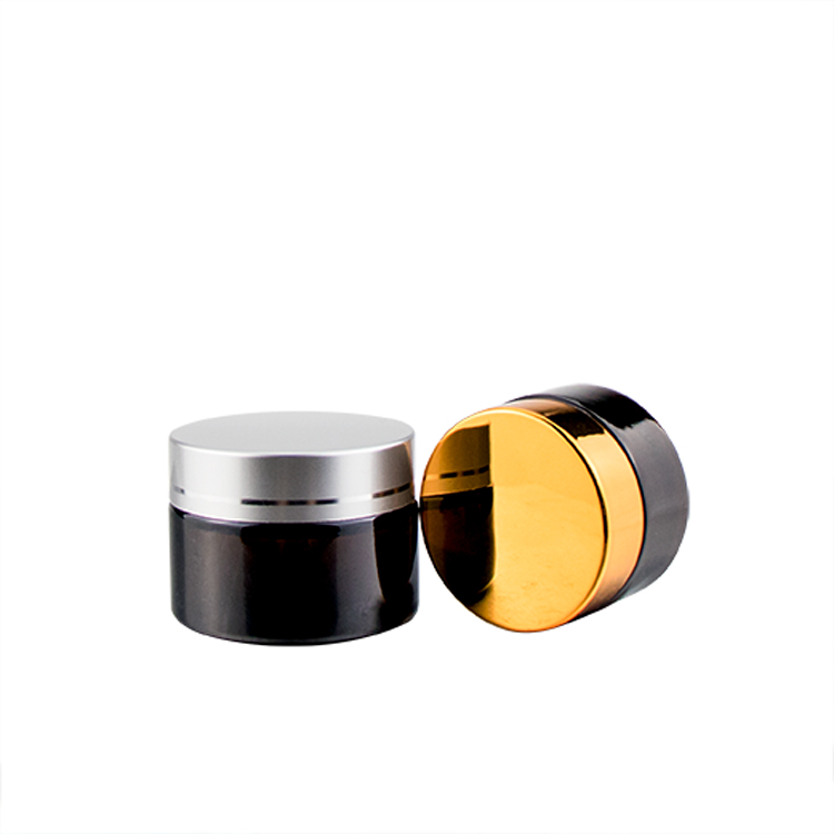 luxury cosmetic 15ml 20ml 30ml 50ml frosted amber squat glass cosmetic jar for cream
